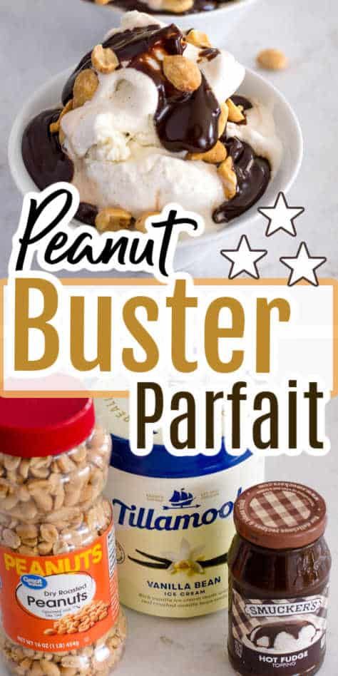 This peanut buster parfait is an ice cream dessert made of vanilla ice cream, hot fudge and crunchy salty peanuts is a combination that's absolutely delicious! Peanut Butter Buster Parfait, Peanut Buster Parfait Dessert, Peanut Buster Parfait, Turtle Pie Recipe, Ice Cream Puffs, Parfait Cups, Ice Cream Sandwich Cake, Parfait Desserts, Peanut Butter Ice Cream