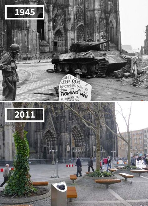 Köln Domplatte, Germany, 1945 - 2011 Germany 1945, Then And Now Pictures, Then And Now Photos, Wwii Photos, Lodz, After Pictures, History Photos, Paris City, Poznan