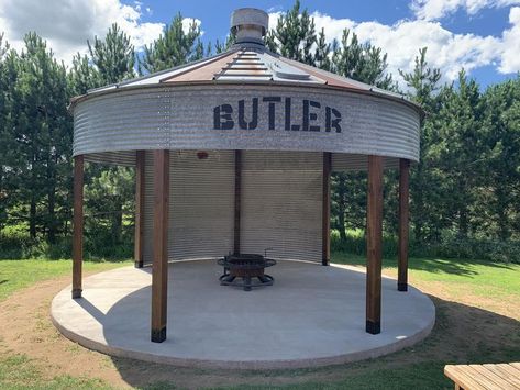 Binzebo, Grain Bin Repurposing | First time building a Binzebo. | Facebook Grain Bin Ideas, Grain Bin Gazebo, Bin Bar, Bin Gazebo, Grain Bin House, Diy Gazebo, Pool Stuff, Backyard Gazebo, Baby Pic