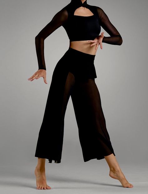 Dance Outfits Contemporary, Black Dance Outfit, Contemporary Dance Dress, Contemporary Dance Outfits, Black Dance Costumes, Jazz Dance Outfits, Dance Class Outfit, Jazz Outfits, Modern Dans