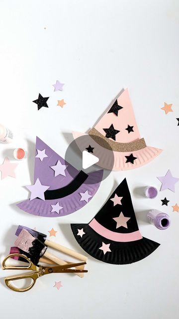 Witch Hat Craft, Halloween Everyday, Witch Hats, Paper Plate Crafts, Fall Crafts Diy, Fall Crafts For Kids, Craft Kits For Kids, August 31, Craft Tutorial