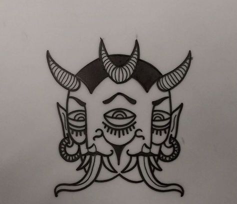 Hanya Tattoo, 16 Tattoo, Devil Tattoo, Tattoo Old School, Demon Tattoo, Old School Tattoo Designs, Initial Tattoo, Traditional Tattoo Art, New School Tattoo