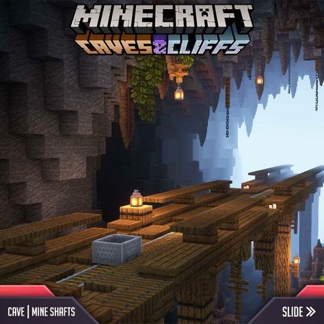 Minecraft Builds on Instagram: “Minecraft cave and cliff mine shaft design by team @gamabuild Follow @minecraftbestofbuilds” Minecraft Cave, Minecraft Bridge, Minecraft Underground, Cave City, Minecraft House Plans, Minecraft Cottage, Minecraft Medieval, Minecraft Room, Minecraft Inspo