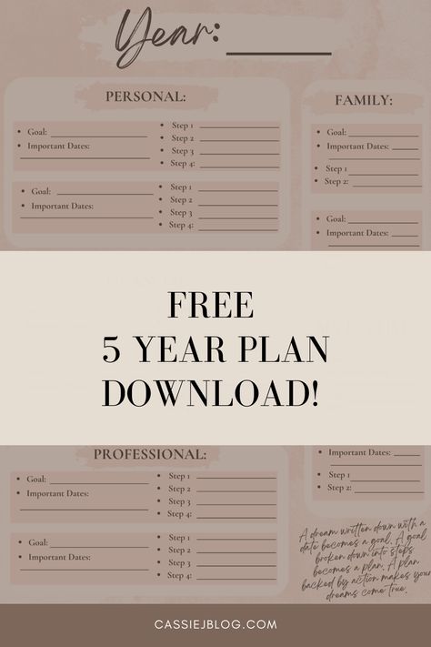 10/5/1 Year Vision, 5 Year Goal Planning Template, Five Year Plan Template Free Printable, Planning The Year, 2 Year Life Plan Template, 2 Year Plan Template, 5 Year Planner, 5 Year Life Plan Template, 10 Year Plan Template