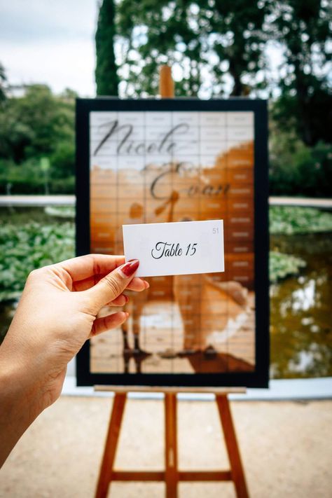 Photo Seating Chart - wedding seating table assignments Picture Seating Chart Wedding, Photo Seating Chart Wedding, Photo Seating Chart, Wooden Heart Guest Book, Wedding Seating Table, Seating Chart Display, Memorable Wedding Ideas, Rustic Card Box Wedding, Diy Seating