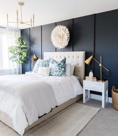 Navy Blue Bedroom Design Ideas ... Green And Navy Bedroom, Navy Blue Bedroom Walls, Navy Blue Bedroom, Blue Bedroom Walls, Navy Blue Bedrooms, Blue Bedroom Design, Blue Accent Walls, Blue Bedroom Decor, Accent Wall Bedroom