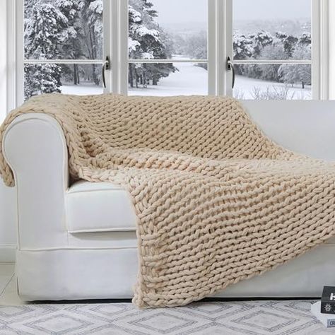 Chunky Cable Knit Throw, Boho Dorm Decor, Blankets For Couch, Hand Knitted Throws, Boho Dorm Room, Cable Knit Throw Blanket, Chunky Knit Throw Blanket, Cable Knit Throw, Crochet Blanket Pattern Easy