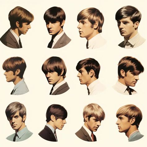 60’s Fashion Men, 60s Hairstyles Men, 1960s Mens Hairstyles, 60s Mod Hair, British Hairstyle, 60s Collage, 80s Hairstyles Men, 60’s Hairstyles, 1960s Men