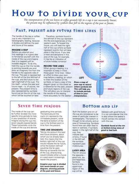 tasseomancy symbols | How to divide your cup Tasseography Coffee Reading Symbols, How To Read Tea Leaves Cups, Tea Divination, Divination Tea, Tea Magick, Magic Lessons, Reading Tea Leaves, Coffee Reading, Tea Reading