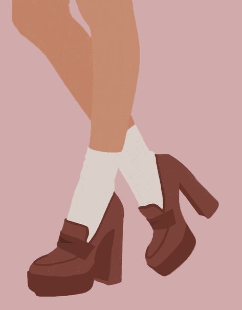 How To Draw Loafers, Loafer Drawing, Rad Outfits, Cute Loafers, Socks Illustration, Aesthetic Illustrations, Socks Drawing, Shoe Drawing, Handmade Drawings