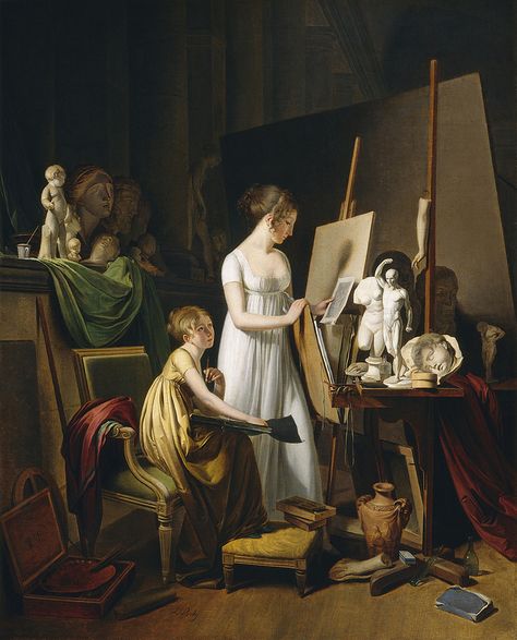 Louis-Léopold Boilly - The Painter’s Studio [c.1800] Painters Studio, Tableaux Vivants, Artist Workshop, French Paintings, Studio C, Art Ancien, Cardigan Winter, European Paintings, National Gallery Of Art