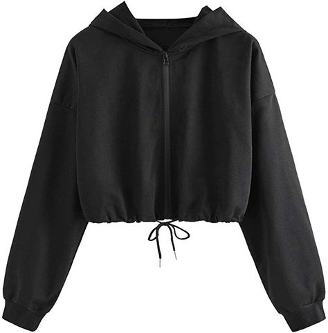 Crop Jacket Outfit, Cropped Jacket Outfit, Hoodie Crop Top, Zip Up Jackets, Sweatshirt Y2k, Girls Crop Tops, Crop Top Hoodie, Black Outfits, Crop Top Sweatshirt