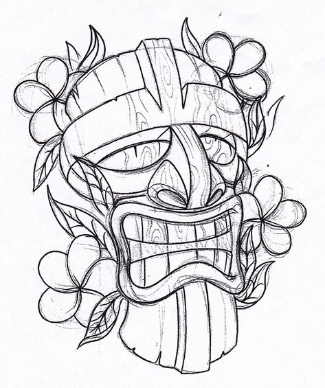 Draw A Tiki Tattoo Pictures To Pin On Pinterest Doll Sketch, Cardboard Masks, Tiki Ideas, Simbols Tattoo, Tattoo Modern, Tiki Tattoo, Tiki Faces, Tiki Man, Tiki Head