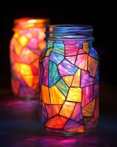 Whoa! Love this look in 2025 | Crafts with glass jars, Painting glass jars, Glass bottle crafts