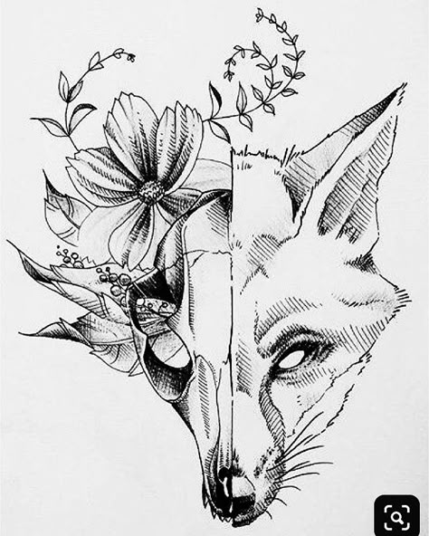 Fox Sketch, Fox Skull, Kunst Tattoos, Cat Tattoos, Tiny Tattoo, Fox Tattoo, Tattoo Sketch, Diy Tattoo, Desenho Tattoo