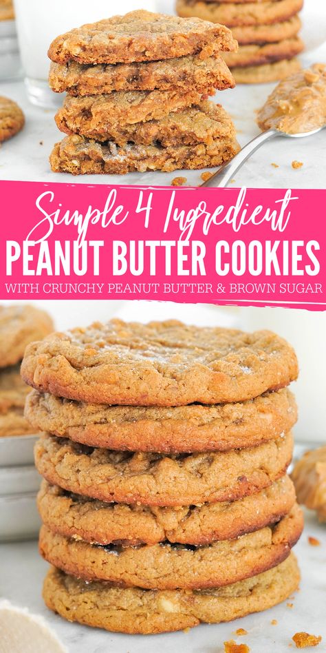 Simple Peanut Butter Cookies Recipe with Brown Sugar and Crunchy Peanut Butter! These Easy Peanut Butter Cookies can be made in 5 minutes and there is no need to refrigerate the dough! Simple Peanut Butter Cookies in no time with this Simple Dessert Recipe! #lemonpeony #peanutbutter #cookierecipes #cookies #easydesserts Cookies With Brown Sugar, Crunchy Peanut Butter Cookies, What Is Healthy Food, I Lost 100 Pounds, Brown Sugar Recipes, Best Peanut Butter Cookies, Crunchy Peanut Butter, Brown Sugar Cookies, Easy Peanut Butter Cookies