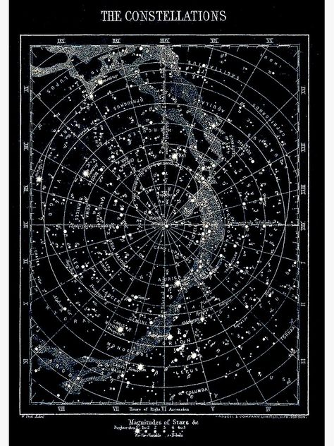 "STAR CONSTELLATIONS : Vintage 1900 Galaxy Chart Map" Canvas Print by posterbobs | Redbubble Veggie Apps, Constellation Wall, Constellation Poster, Astronomy Stars, Celestial Map, Sistem Solar, طابع بريدي, Constellation Map, Astronomy Art