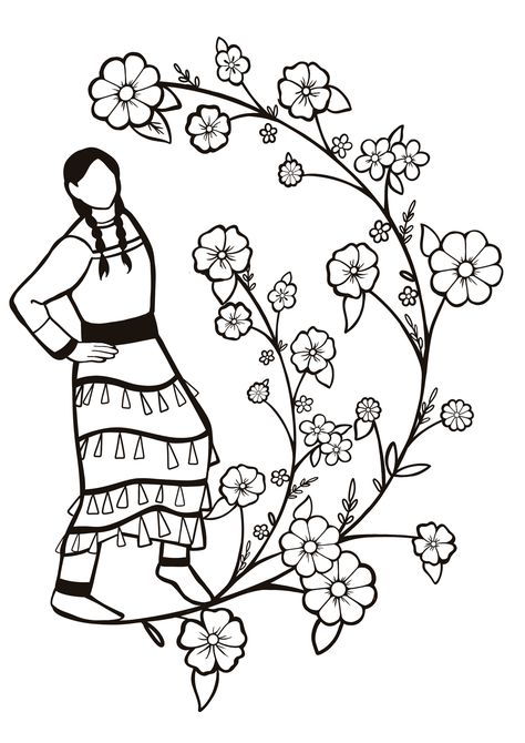 Indigenous Coloring Pages, Mikmaq Tattoo, Native American Coloring Pages Free Printable, Native Coloring Pages, Indigenous Colouring Pages, Native American Floral Design, Native Floral Designs, Native Designs Pattern, Ojibway Floral Patterns