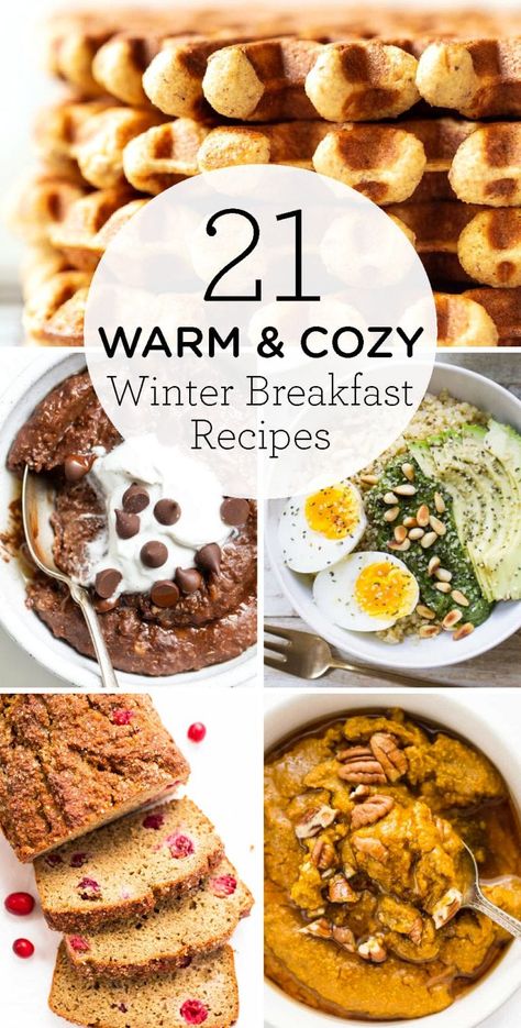 21 Warm & Cozy Winter Breakfast recipes to keep you nourished during those chilly days this holiday season! #breakfast #winter #simplyquinoa Winter Healthy Breakfast, Healthy Winter Breakfast Ideas, Winter Seasonal Food, Healthy Winter Snacks, Healthy Warm Breakfast, Winter Breakfast Recipes, Nourishing Snacks, Cabin Meals, Healthy Fast Food Breakfast