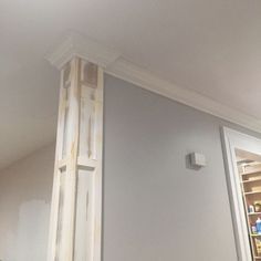 Columns In Living Room, Moulding Wall, Outside Corner Moulding, Columns Interior, Column Ideas, Craftsman Dining Room, House Columns, Molding Ceiling, Sawdust Girl