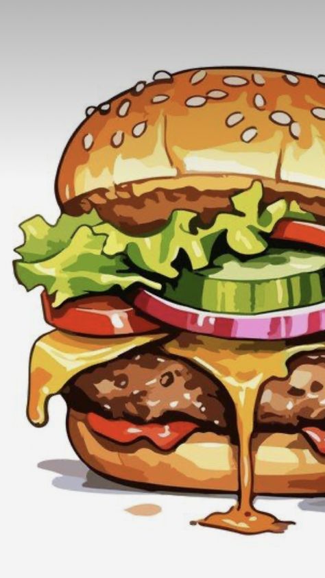 Fast Food Sketch, Burger Cartoon Drawing, Burger Graffiti, Burger Sketch, Burger Painting, Hamburger Drawing, Hot Dog Drawing, Giant Hamburger, Burger Drawing