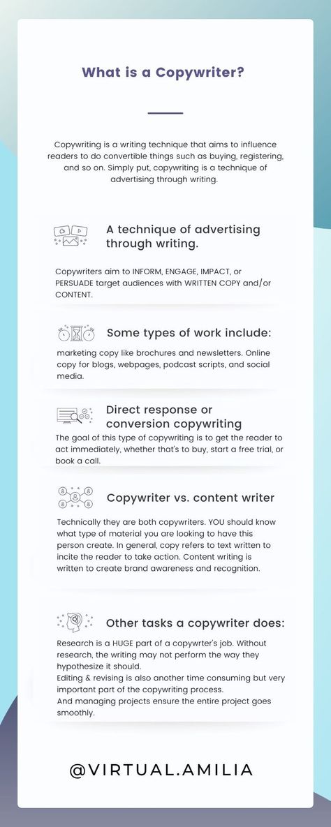 What is a copywriter? What do they write? How can a copywriter help you in your business? Job Info, Types Of Work, Target Audience, How Can, Social Media, Writing, Marketing