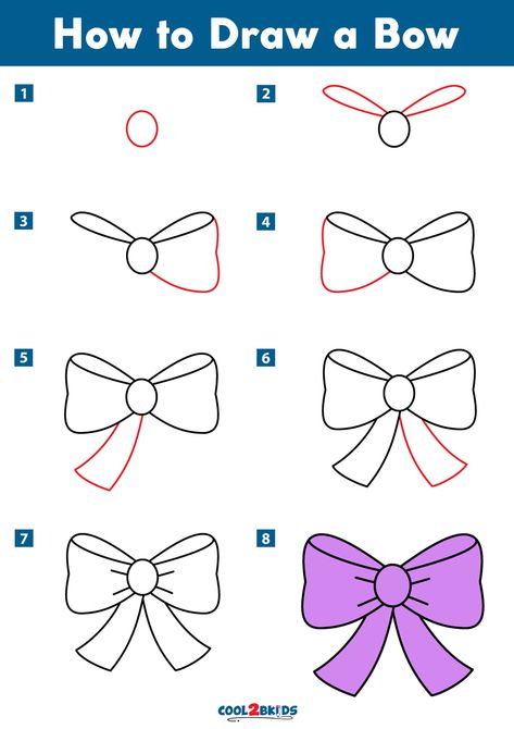 How to Draw a Bow | Cool2bKids How To Paint A Bow Simple, Christmas Bows Drawing, Bow Drawing Step By Step, Christmas Diy Drawings, Draw A Bow Easy, How To Draw Circles, Holiday Drawings Easy, Bow Drawing Tutorial, Cute Christmas Drawing Ideas Easy