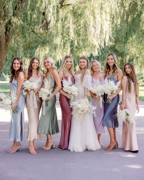 Top Bridesmaid Dresses, Bridesmaid Palette, Bridesmaid Dresses Different Colors, Mixed Bridesmaid Dresses, Bridesmaid Color Palette, Bridesmaid Dresses Color Palette, Bridesmaid Dress Color Schemes, Matching Bridesmaids Dresses, Pastel Bridesmaids