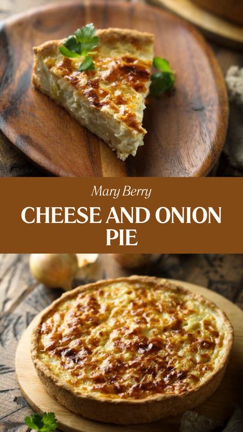 Mary Berry Cheese And Onion Pie Recipe British Cheese Pie, English Cheese And Onion Pie, Savory Dinner Pie, Food Pie Recipes, Cheese Onion And Potato Pie, Pie Savory Recipes, Cheese Onion Pie, Savory Pie Recipes Vegetarian, Pie For Dinner