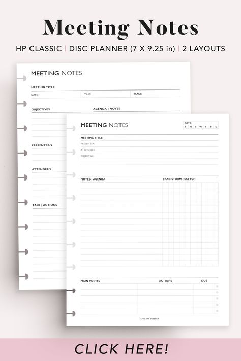 Bullet Journal Meeting Notes, Meeting Notes Printable, Weekly Work Planner, Homeschool Student Planner, Student Daily Planner, Work Organizer, Daily Planner Ideas, Student Weekly Planner, Work Planning