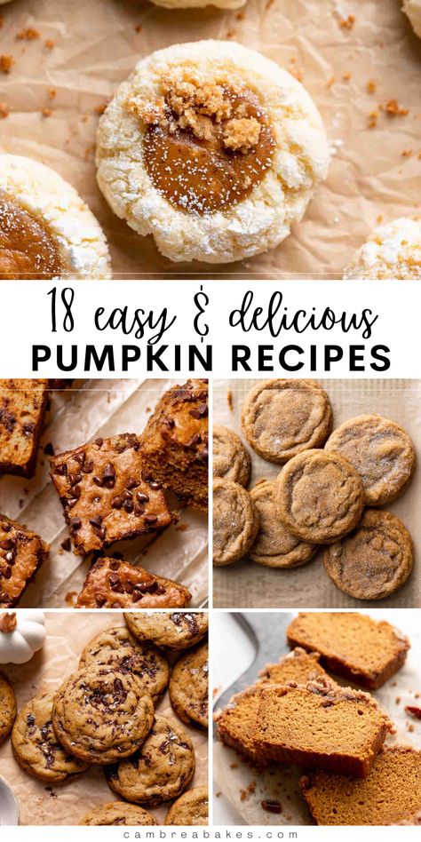 Dessert Recipes With Pumpkin, Pumpkin Cheesecake Cookies Recipe, Recipes With Pumpkin, Cambrea Bakes, Mini Pumpkin Pies Recipe, Pumpkin Bundt Cake Recipes, Thanksgiving Sweets, Pumpkin Dump Cake Recipe, Pumpkin Spice Treats