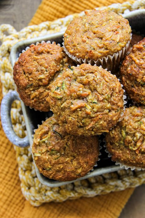 Carrot Zucchini Morning Glory Muffins Morning Glory Zucchini Carrot Muffins, Zucchini Morning Glory Muffins, Morning Glory Muffins With Zucchini, Morning Glory Bran Muffins, Zucchini And Carrot Muffins, Morning Glory Bread, Shredded Zucchini Recipes, Zucchini Banana Muffins, Healthy Zucchini Muffins