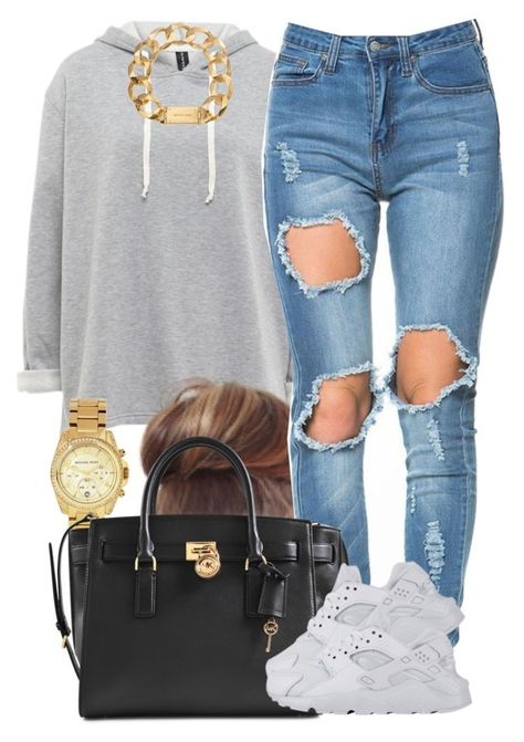 |Lilshawtybad| Huaraches Outfit, White Huaraches, Air Max Thea, Dope Outfits, Swag Outfits, Polyvore Outfits, Ripped Jeans, Teen Fashion, Runway Fashion