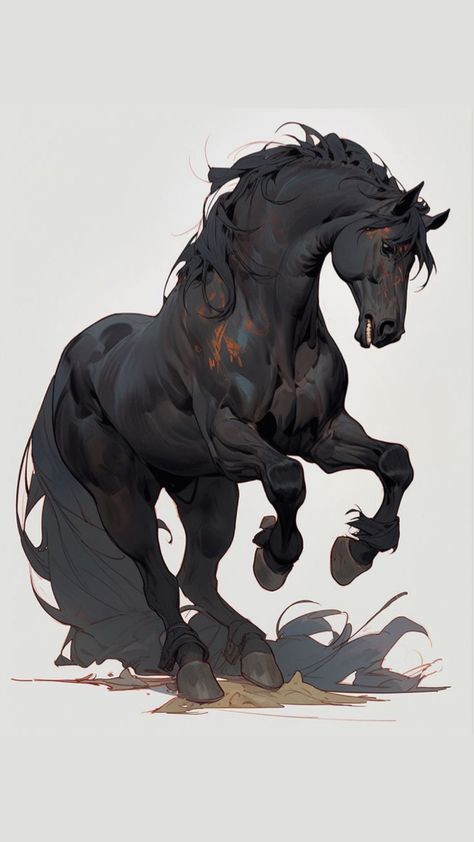 Fantasy Horse Concept Art, Shire Horse Art, Horse Rider Reference, Dnd Horse, Horse Concept Art, Horse Fantasy Art, Horse Drawing Reference, Horse Riding Art, Horse Majestic