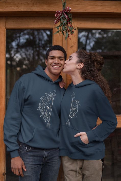 His And Hers Hoodies, Wolf Child, Lion Couple, Matching Hoodies For Couples, Couple Hoodies, Cute Couple Shirts, Couples Sweaters, Matching Hoodies, Couples Sweatshirts