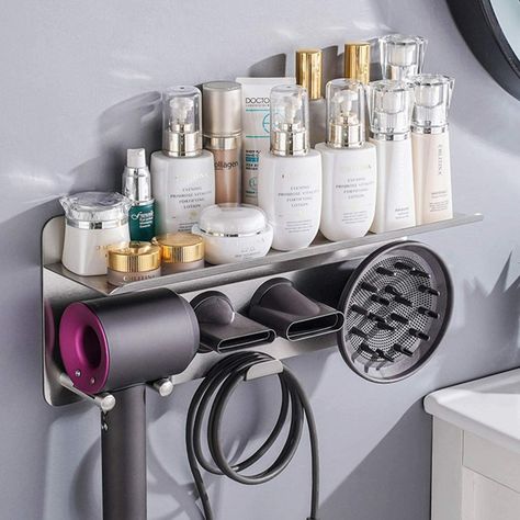 Hair Dryer Holder for Dyson Supersonic Hair Dryer,304 Stainless Steel Organizer Storage Shelf 2in1 Wall Mounted Stand Fits Curler Diffuser Two Nozzles for Bathroom Bedroom Hair Salon Barbershop #Hair Dryer #wall mountain #storage Dyson Supersonic Hairdryer, Hair Dryer Stand, Supersonic Hair Dryer, Hair Dryer Storage, Amazon Hair, Dyson Hair, Dryer Stand, Dyson Hair Dryer, Dyson Supersonic