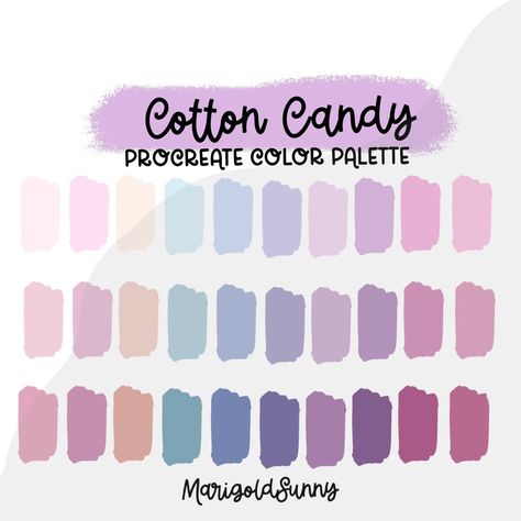 Cotton Candy color palette for Procreate, Canva, Adobe, and beyond. These colors were handpicked and curated by me for you to save time creating. These are beautiful colors sorted into a complete palette (30 colors) and ready for you to start creating.  To see my other color palettes, check out this section: https://etsy.me/3miIB5L Watermarks will be removed on final files.  ITEM OVERVIEW * Handmade item * Instant Digital Download with immediate access once your purchase is completed *1 Digital Cotton Candy Colour Palette, Complete Color Palette, Cotton Candy Palette, Cotton Candy Color Palette, Candy Color Palette, Procreate Color Palette, Color Candy, Ipad Procreate, Cotton Candy Colors