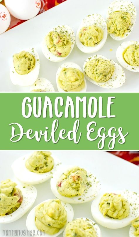 Guacamole Deviled Eggs Recipe, Avocado Deviled Eggs Recipe, Guacamole Recipes, Guacamole Deviled Eggs, Recipe Appetizers, Spicy Guacamole, Egg Benedict, Avocado Deviled Eggs, Keto Sides