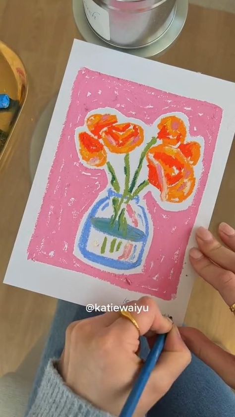 Sketchbook Art Aesthetic, Basic Drawing Tutorial, Drawing Sketch Tutorial, Drawing Ideas Cat, Oil Pastel Ideas, Cute Art Ideas, Art Aesthetic Drawing, How To Draw Flowers, Oil Pastels Painting