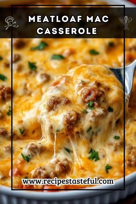 A comforting and hearty casserole that combines classic meatloaf flavors with creamy macaroni and cheese, perfect for family dinners. Cheese Meatloaf, Cheese Stuffed Meatloaf, Meatloaf Casserole, How To Make Meatloaf, Creamy Macaroni And Cheese, Classic Meatloaf, Cheddar Cheese Soup, Hearty Casseroles, Quick Weeknight Meals