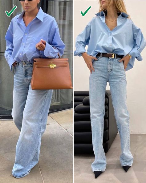 Minimal Style Outfits, Oversized Shirt Outfit, Oversize Outfit, Outfit Primavera, Minimal Fashion, Blue Shirt, Oversized Shirt, Daily Outfits, Perfect Outfit