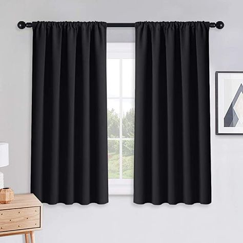 Black Curtains Bedroom, Dance Bedroom, Bedroom Blackout Curtains, Insulated Window Treatments, Black Blackout Curtains, Blackout Curtains Bedroom, Short Curtains, Insulated Curtains, Thermal Curtains