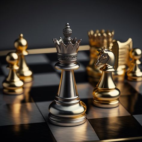 Gold and silver chess on chess board gam... | Premium Photo #Freepik #photo #chess #chess-game #chessboard #chess-queen Chess Icon, 3d Chess, Queen Chess, Chess Figures, Chess Board Game, Chess Queen, Diy Lipstick, Targaryen Art, Logo Facebook