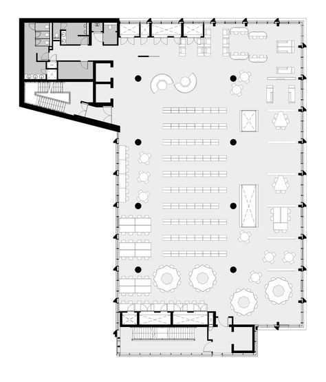 Gallery of New Library at the University of Bedfordshire / MCW Architects - 32 Library Plans Architecture, Library Furniture Plan, Academic Library Design, Modern Library Floor Plan, Library Floorplans, Library Layout Floor Plans, Library Plan Design, Small Library Architecture, Library Floor Plan Layout