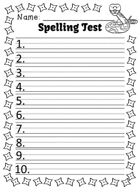 Spelling Test Template, Order Template, Family Word, Spelling Test, Writing School, Fun Classroom Activities, Spelling Lists, Freebie Friday, Classroom Freebies