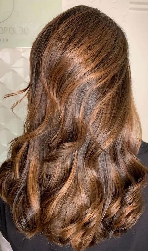 Long Honey Brown Hair Straight, Salted Caramel Hair Color, Bright Spring Hair Color, Chestnut Brown Balayage, Honey Brown Hair Color, Rambut Brunette, Themes Wedding, Honey Brown Hair, Dreamy Aesthetic