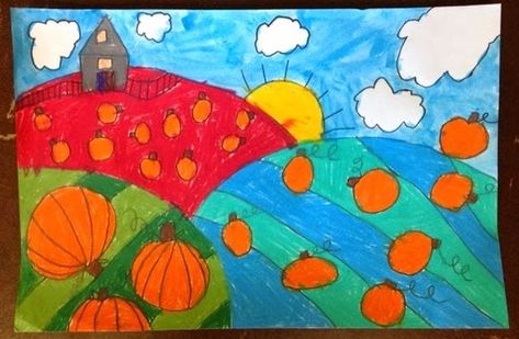 25 Terrific Second Grade Art Projects and Activities - WeAreTeachers Second Grade Art, Art Fundraiser, First Grade Art, October Art, Fall Art Projects, 2nd Grade Art, 2 September, 3rd Grade Art, Pumpkin Farm