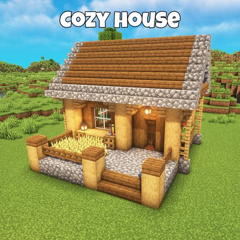 Starter House Ideas Minecraft, Simple Cozy Minecraft House, Minecraft Starter House Small, Cabin Minecraft Houses Easy, Minecraft Small Cat House, Cute Simple Minecraft Houses Small, Minecraft Starter House Survival Easy, Easy Beginner Minecraft House, Minecraft House Porch