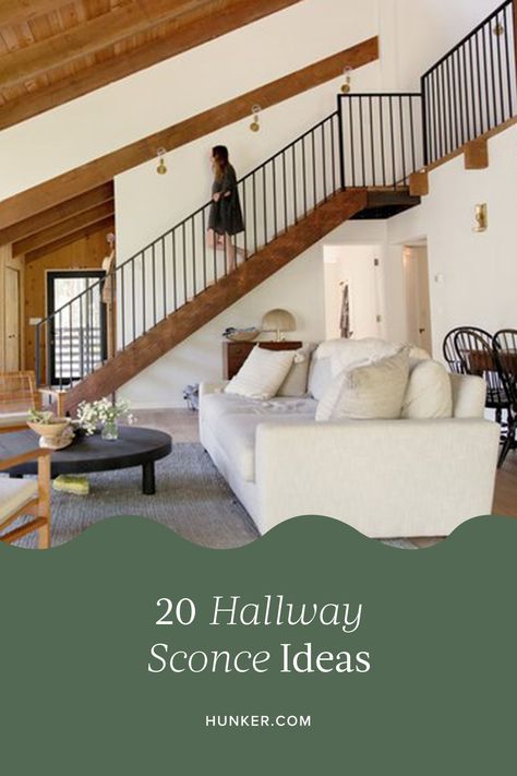 From flush mount options that offer subtle illumination to large wall lights that can brighten the darkest of spaces, there's no denying that hallway sconces are an important part of a well-designed lighting plan. #hunkerhome #hallwaylighting #hallwaysconce #hallwaysconceideas Wall Lights Stairs Stairways, Wall Sconces Going Up Stairs, Wall Sconces Stairway Staircases, Sconces Stairway Wall, Stairwell Wall Lighting, Wall Sconces Stairway, Wall Sconces Hallway, Narrow Hallway Lighting, Stairway Lighting Ideas