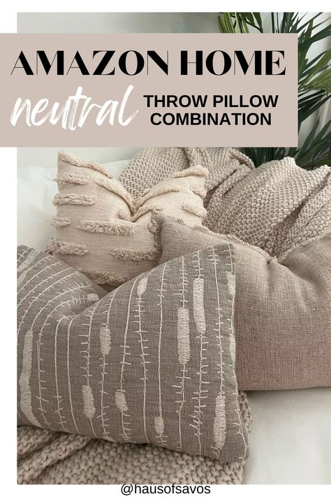 Throw Pillows On Light Tan Couch, Living Room Throw Pillows Beige Couch, Cushions For Beige Couch, Decorative Throws Blanket On Couch, Chopped Pillows On Couch, Throw Pillows On Sectionals, Farmhouse Couch Pillow Ideas, Beige Sofa Living Room Ideas Pillows, Pillows On Large Sectional Couch